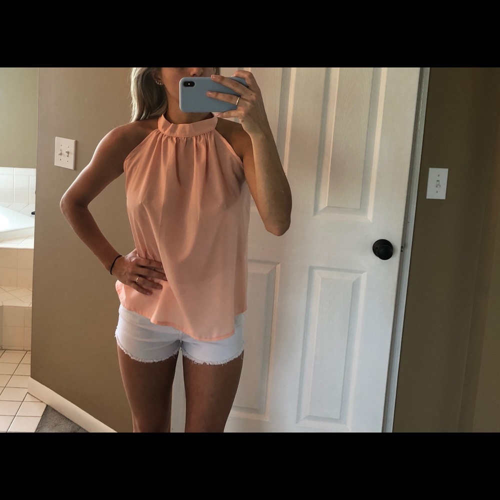 Blush pink neck blouse